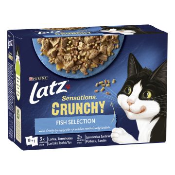 PURINA LATZ SENSATIONS CRUNCHY FISH LAJ HYYT 10*85G+40G 890 G