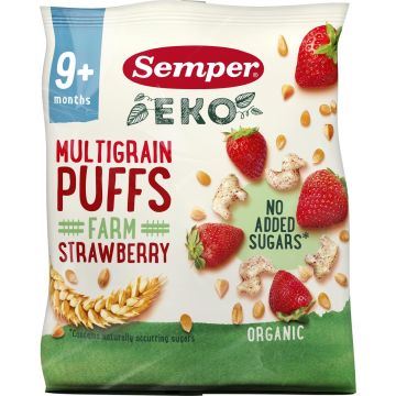 SEMPER EKO PUFFS MONIVILJA NAKSUT MANSIKKA LUOMU 9+KK 18 G