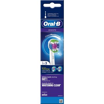 ORAL-B 3D WHITE VAIHTOHARJA 3 KPL, CLEANMAXIMISER-TEKNIIKALLA