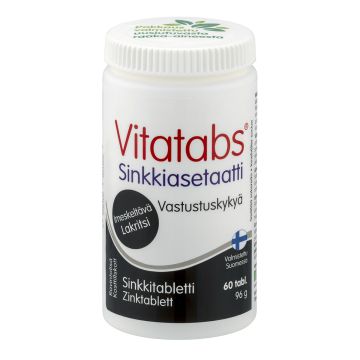 VITATABS SINKKIASETAATTI IMESKELTÄVÄ LAKRITSI 60 KPL