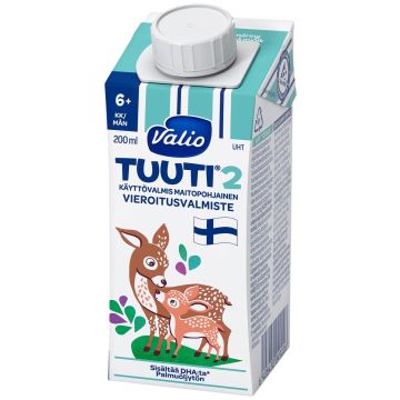 VALIO TUUTI 2 MAITOPOHJAINEN VIEROITUSVALMISTE UHT 200 ML