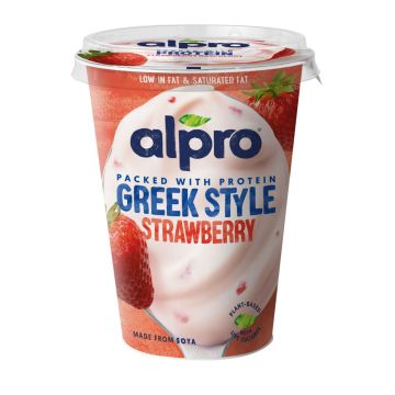 ALPRO GREEK STYLE SOIJAVALMISTE MANSIKKA 400 G