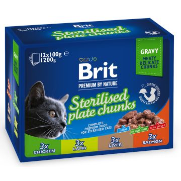 BRIT PREMIUM BY NATURE CAT ANNOSP. STERILISED PLATE CHUNKS 12*1 1,2 KG