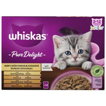 WHISKAS JUNIOR PURE DELIGHT SIIPIKARJAHERKUT HYYTELÖSSÄ 12*85G