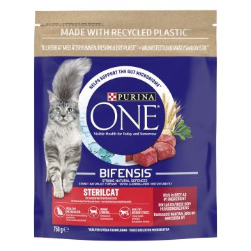 PURINA ONE KISSAN TÄYSRAVINTO STERILCAT NAUTAA JA VEHNÄÄ 750 G