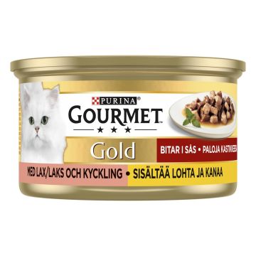 PURINA GOURMET GOLD MINITÖLKIT LOHTA JA KANAA KASTIKKEESSA 85 G