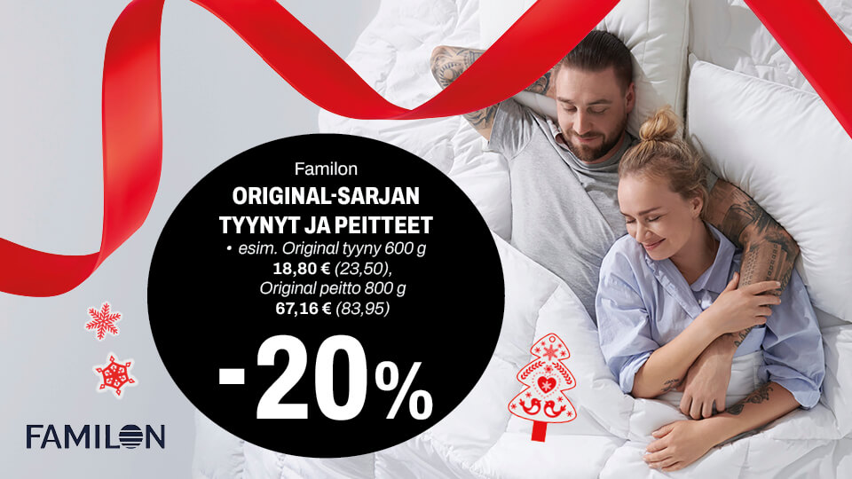 Familon Original-sarjan tyynyt ja peitteet -20%